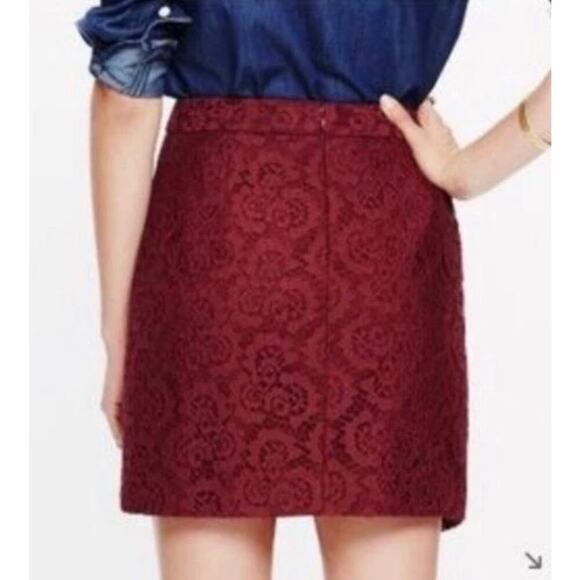 Madewell Women's Asymmetrical Lace Mini Size 4 in Burgundy Lined - Picture 2 of 5